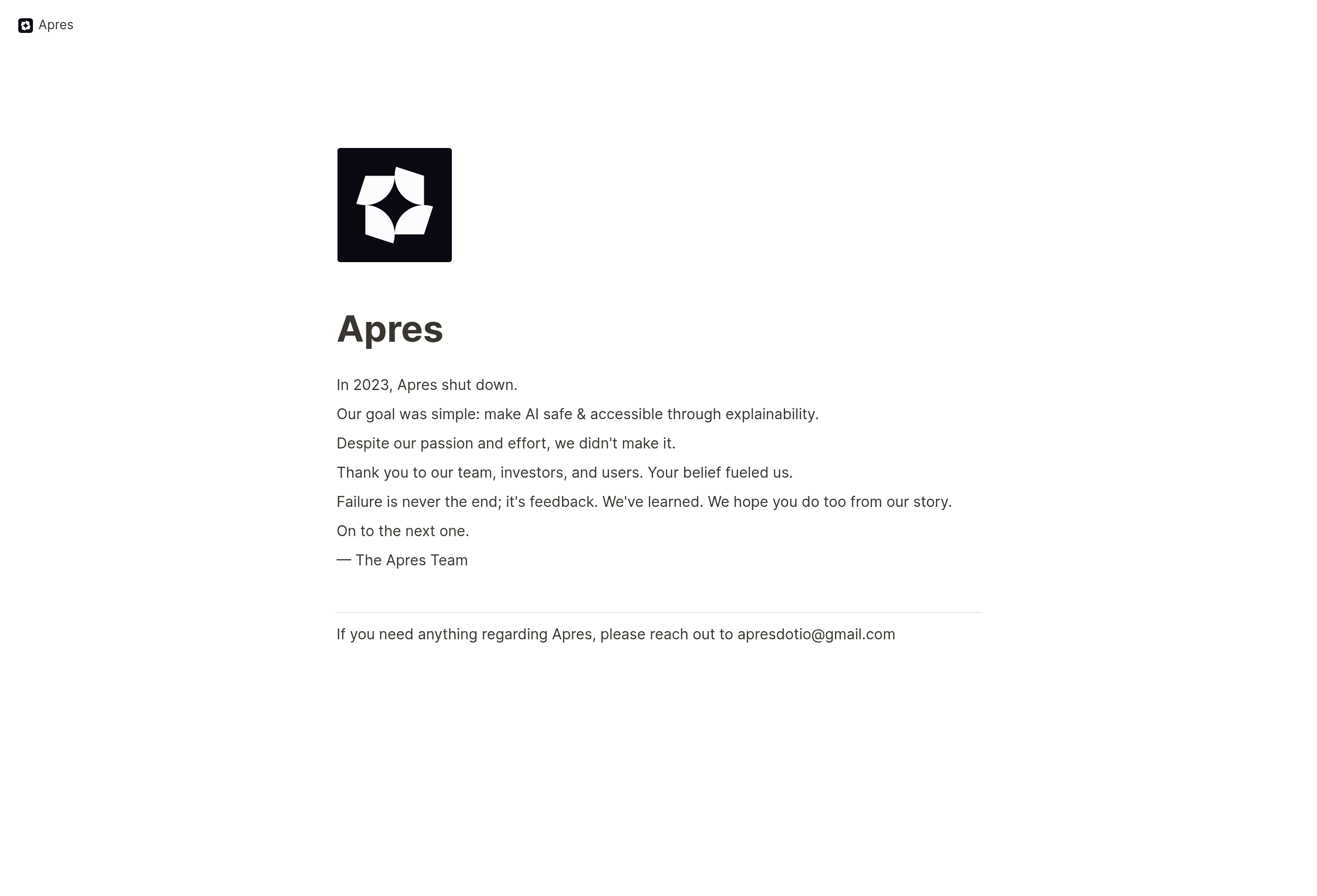 Apres b2b landing page screenshot
