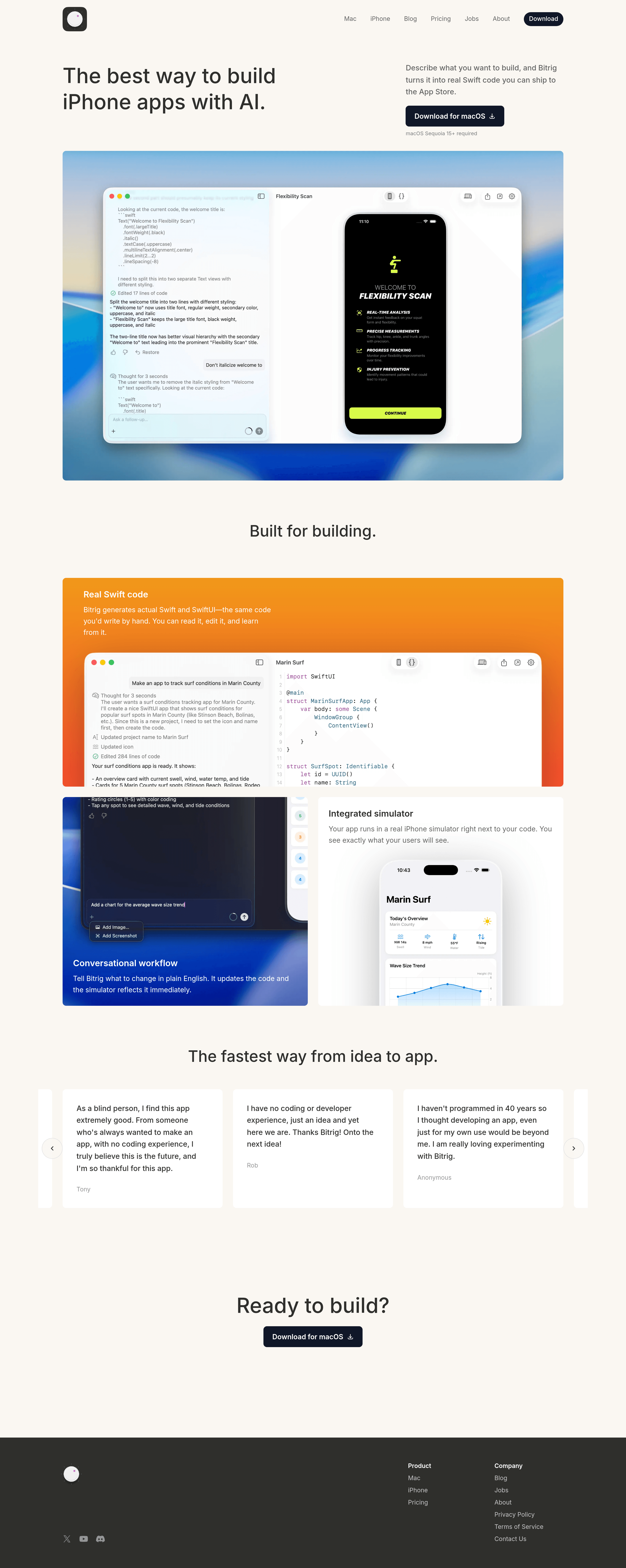 bitrig landing page screenshot