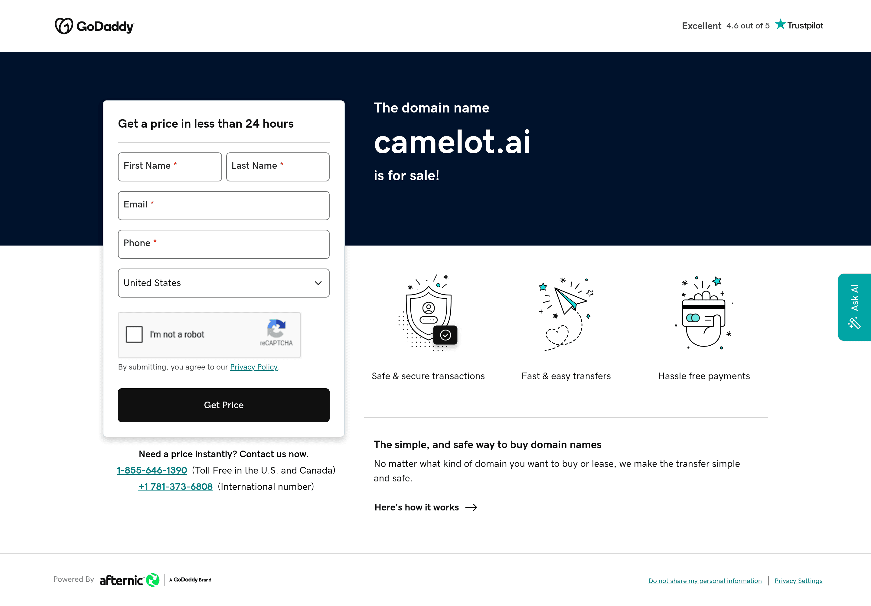 Camelot b2b landing page screenshot
