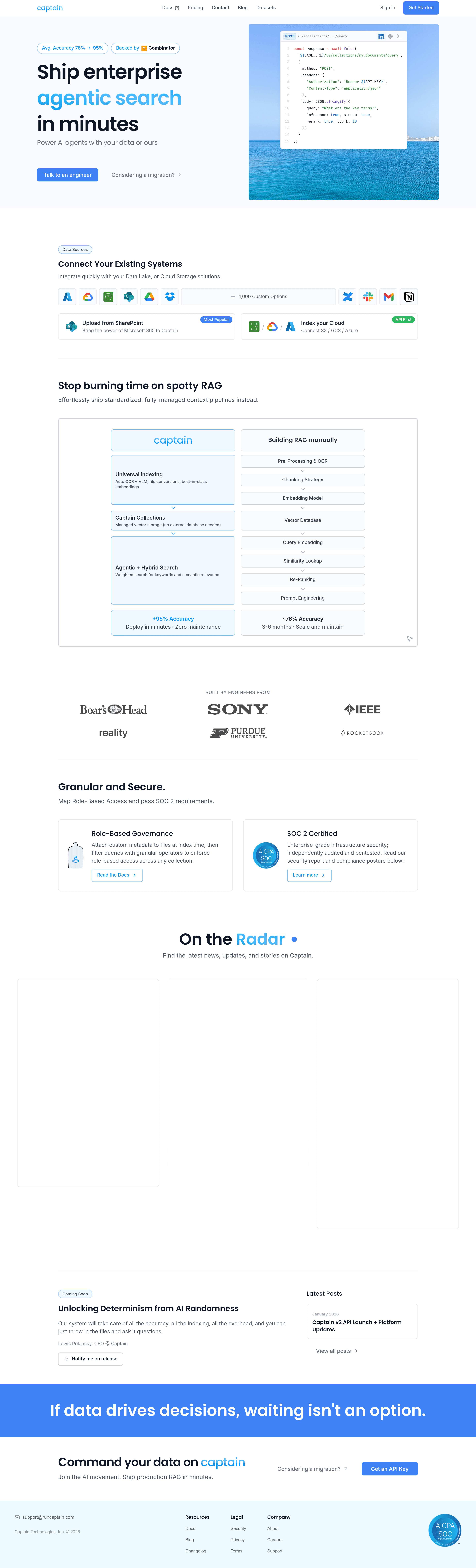 Captain landing page screenshot