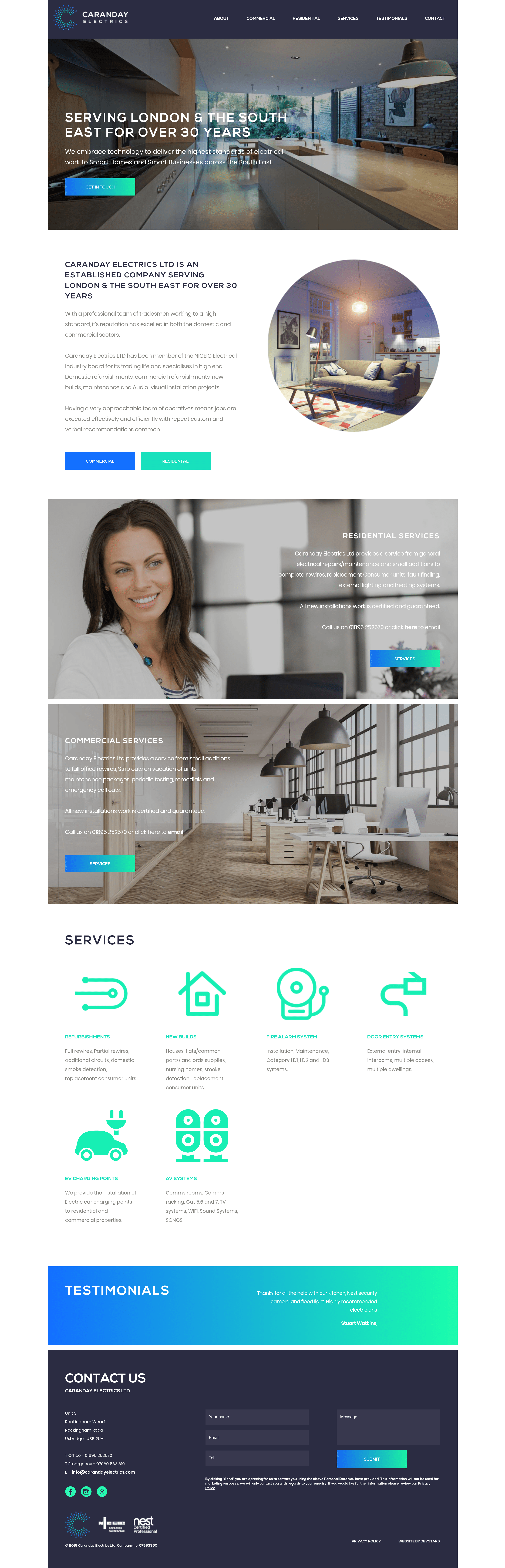Caranday Electrics b2b landing page screenshot
