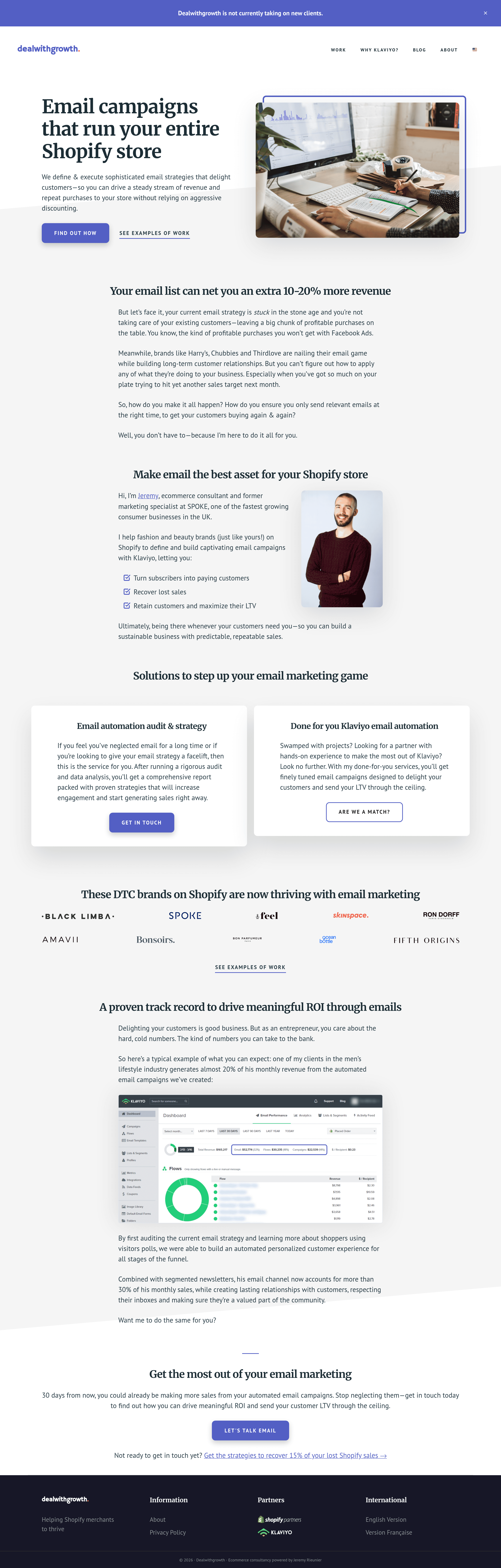 Dealwithgrowth b2b landing page screenshot