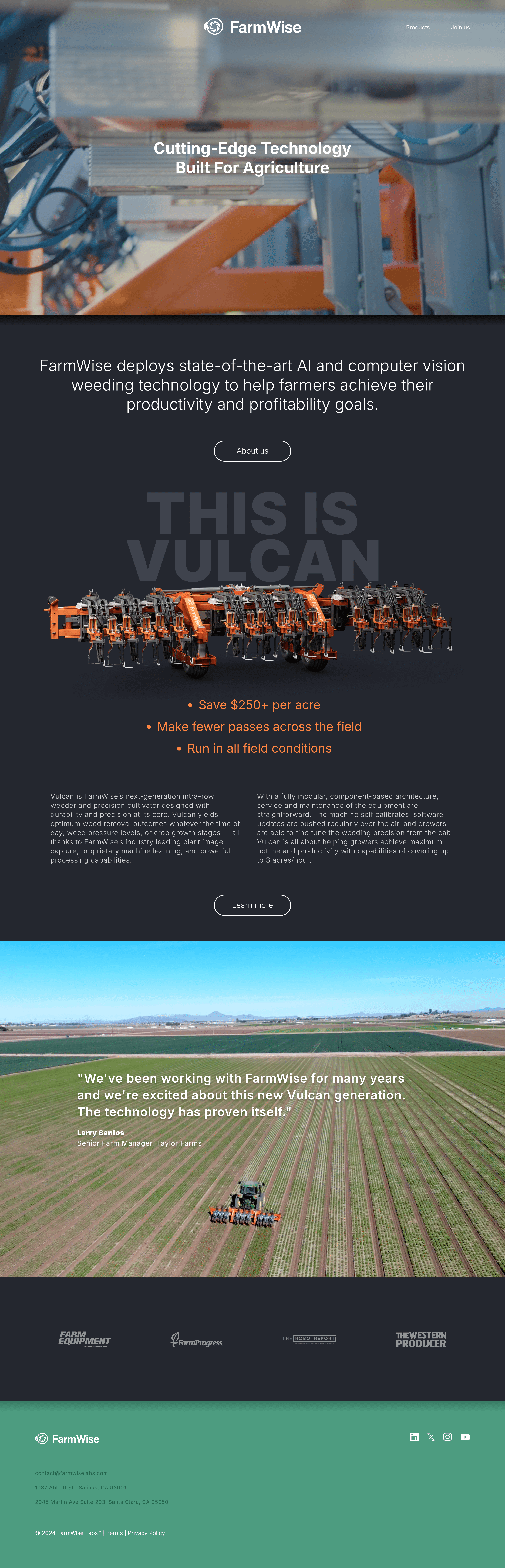 Farmwise b2b landing page screenshot