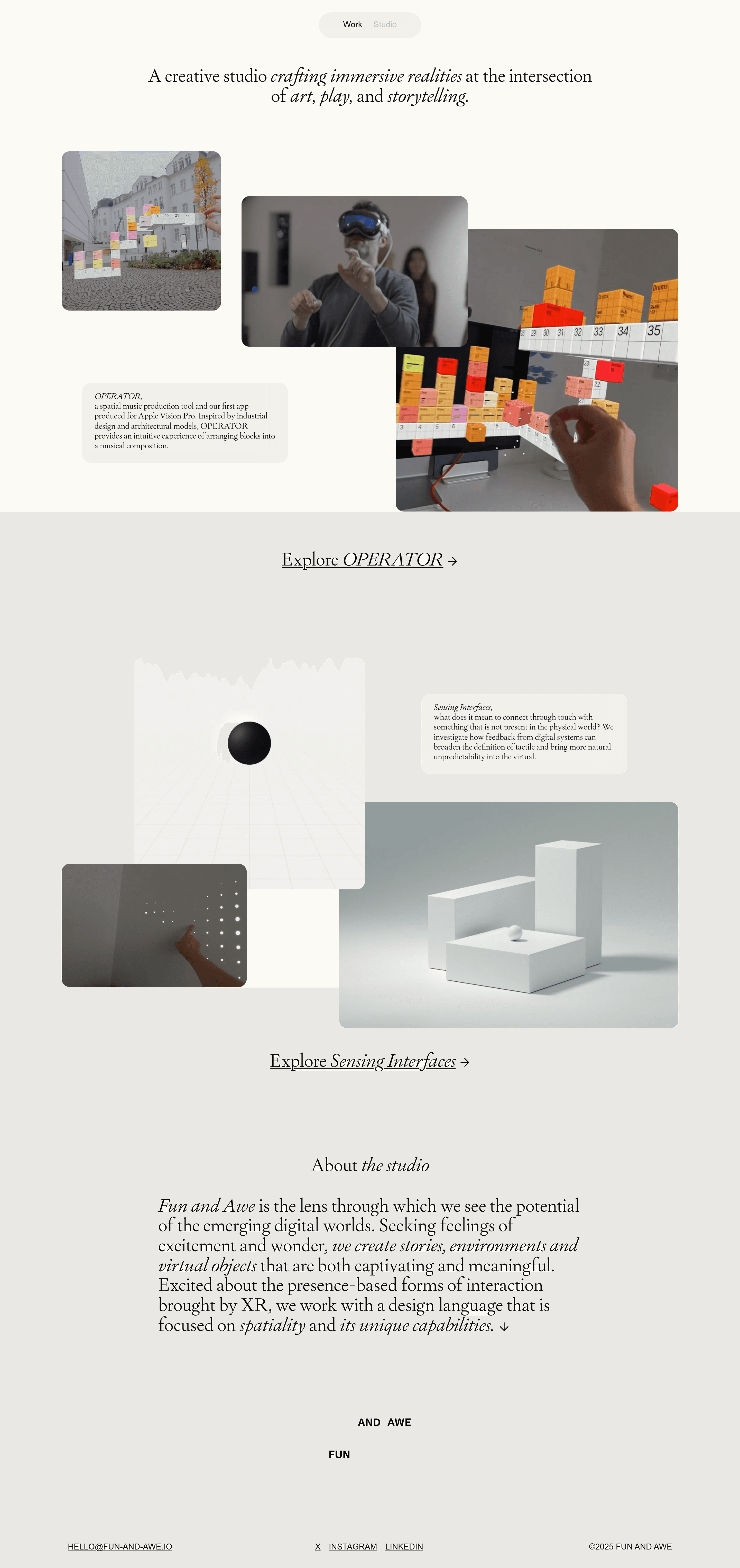 Fun and Awe Website Design b2b landing page screenshot