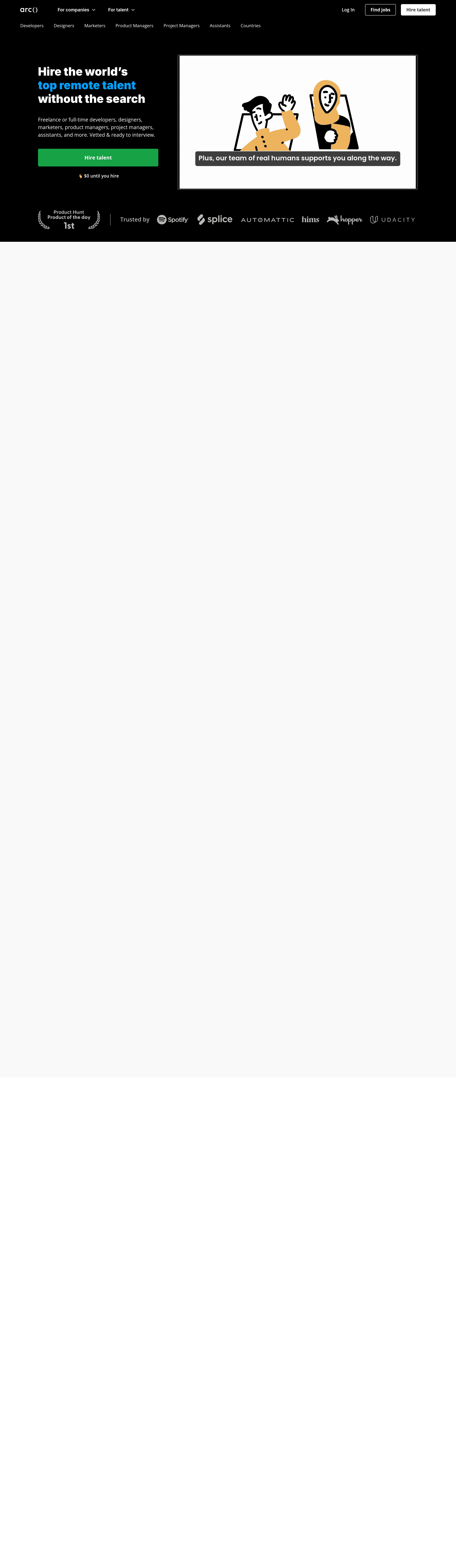 Hire b2b landing page screenshot