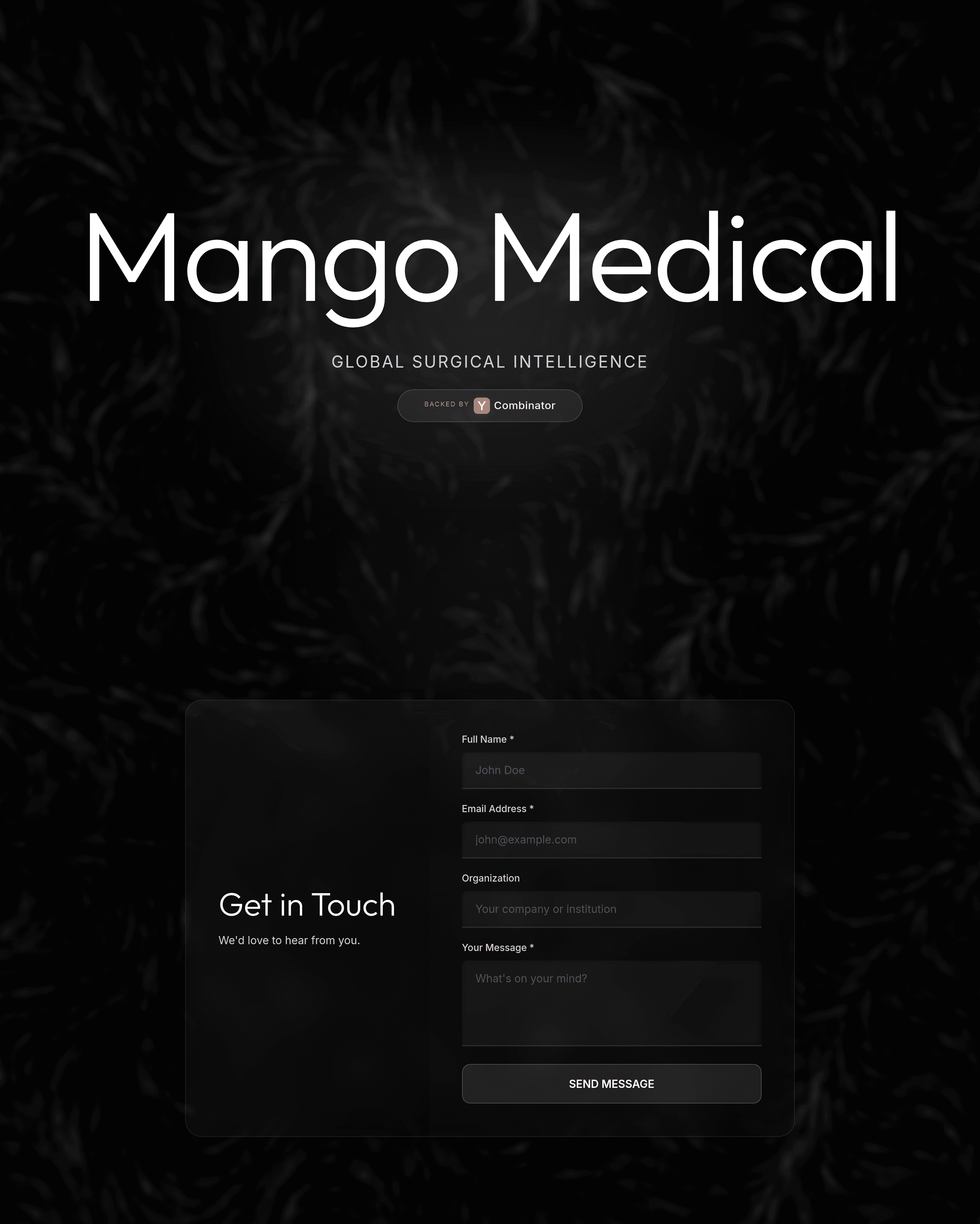 Mango Medical landing page screenshot