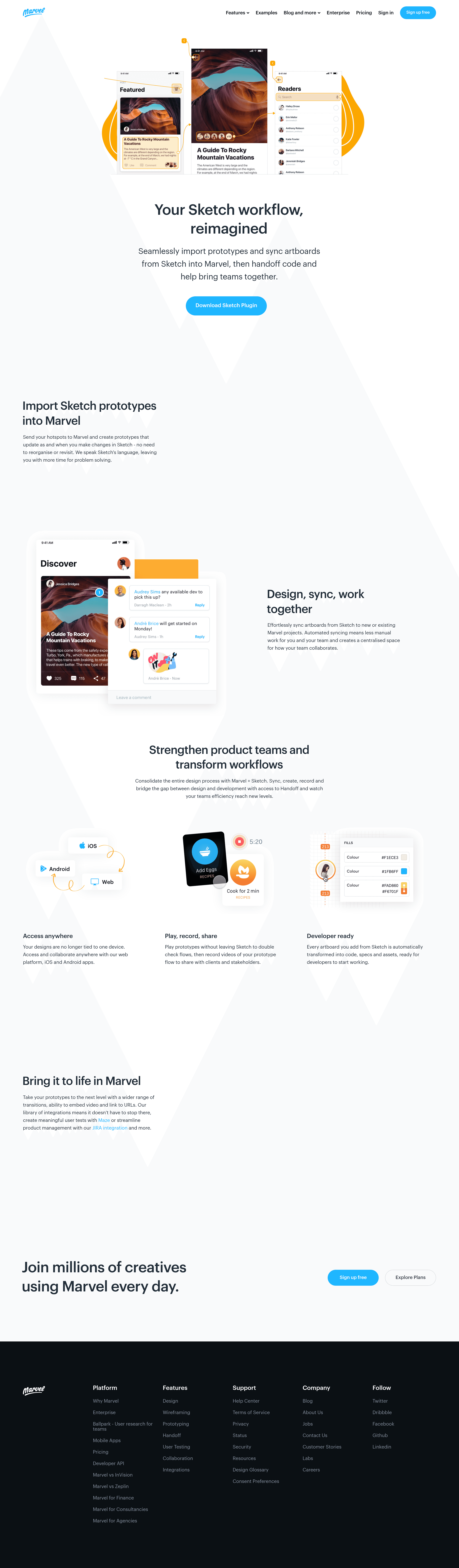 Marvelapp b2b landing page screenshot