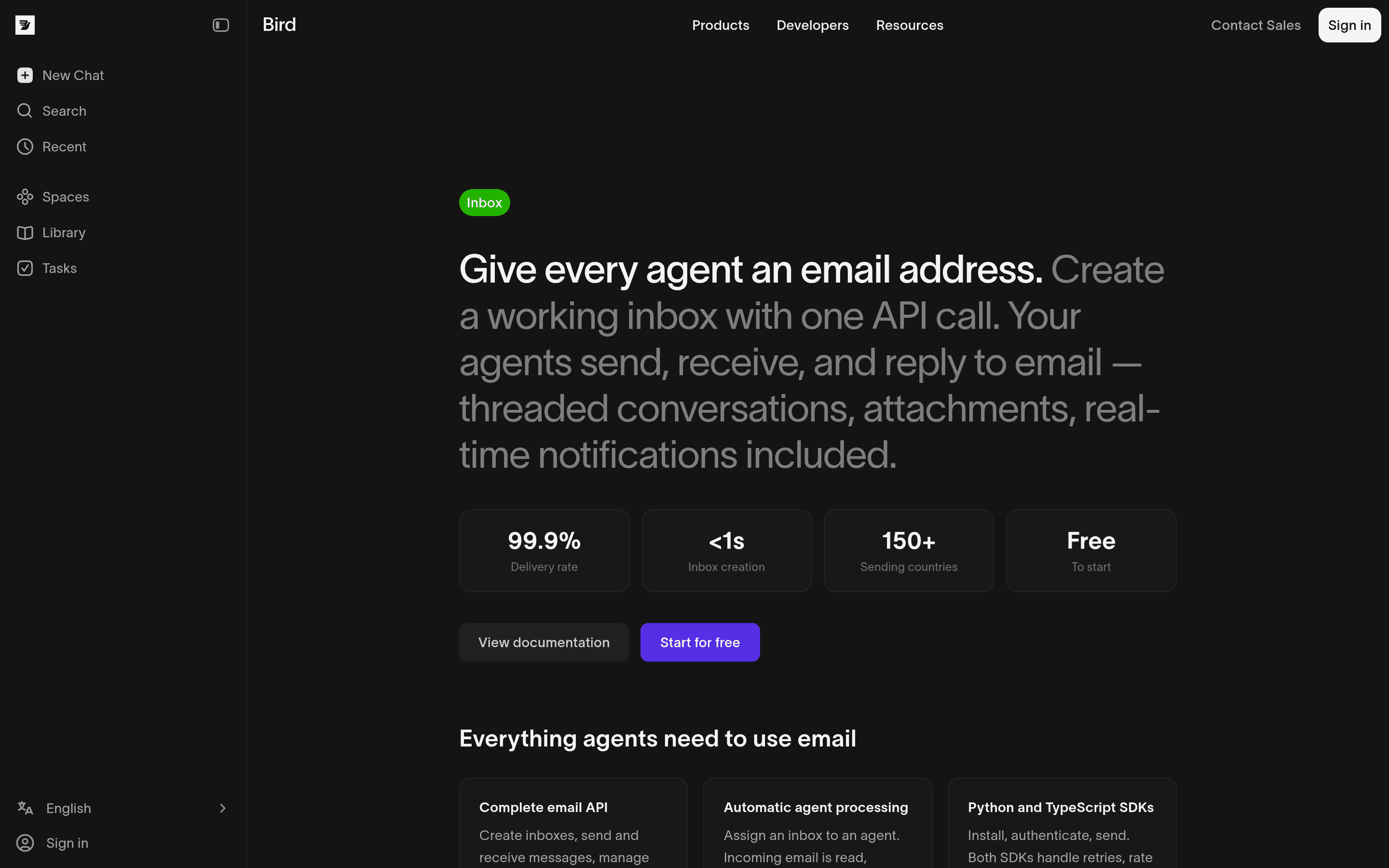 Messagebird b2b landing page screenshot