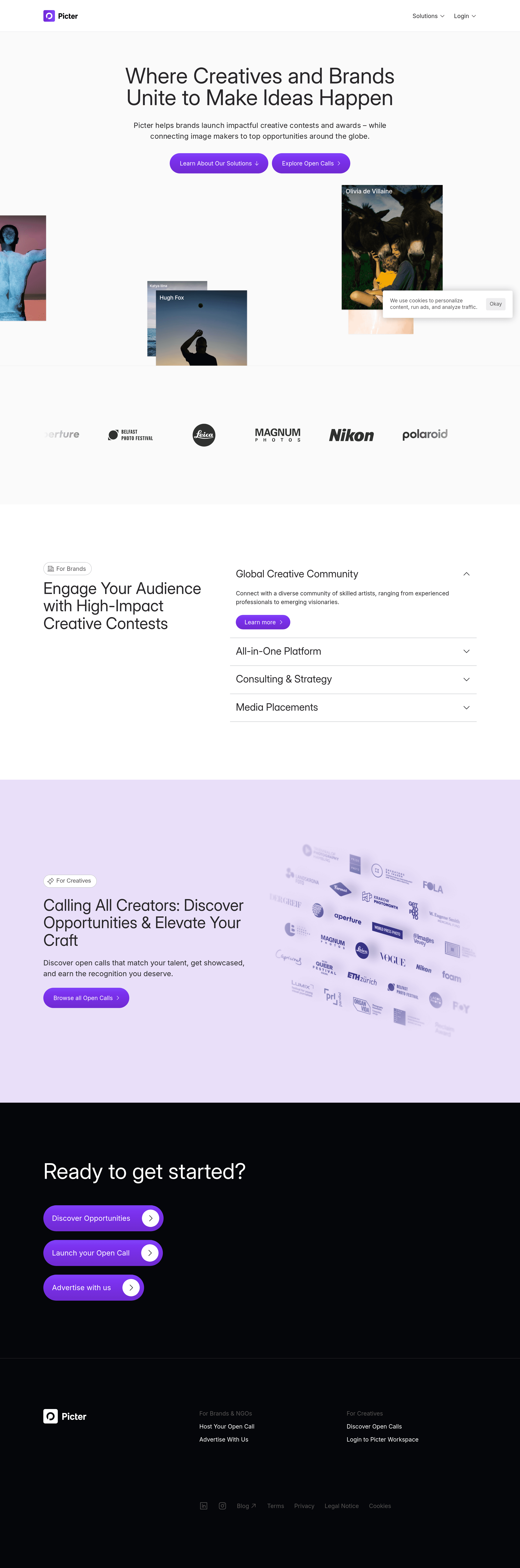 Picter b2b landing page screenshot