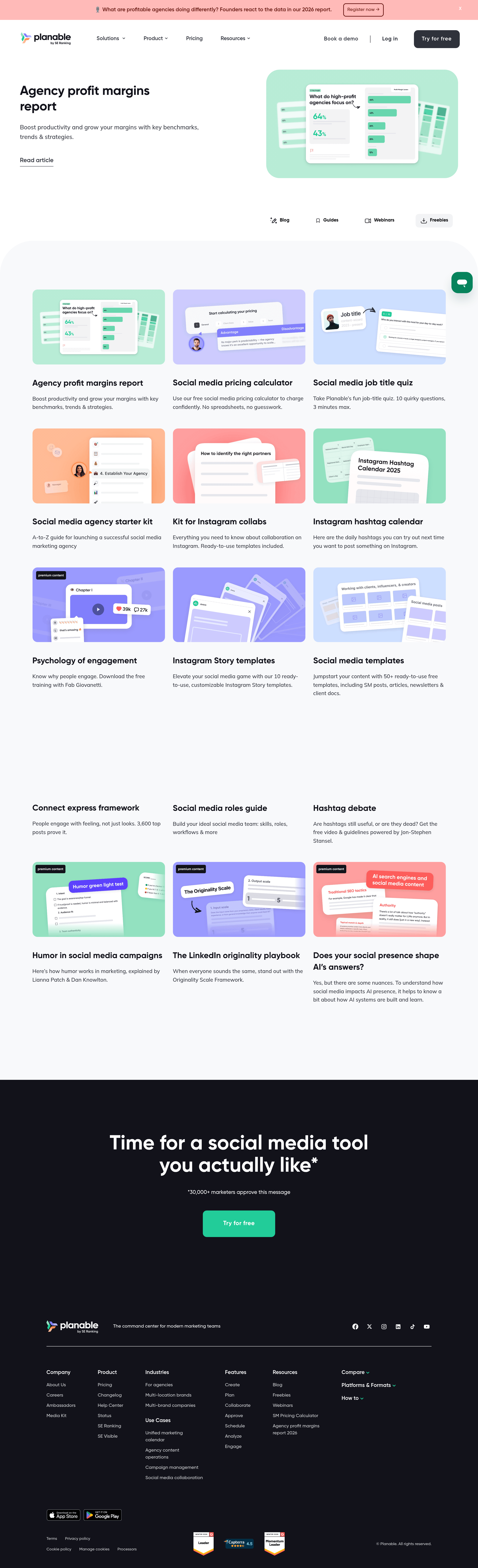 Planable b2b landing page screenshot