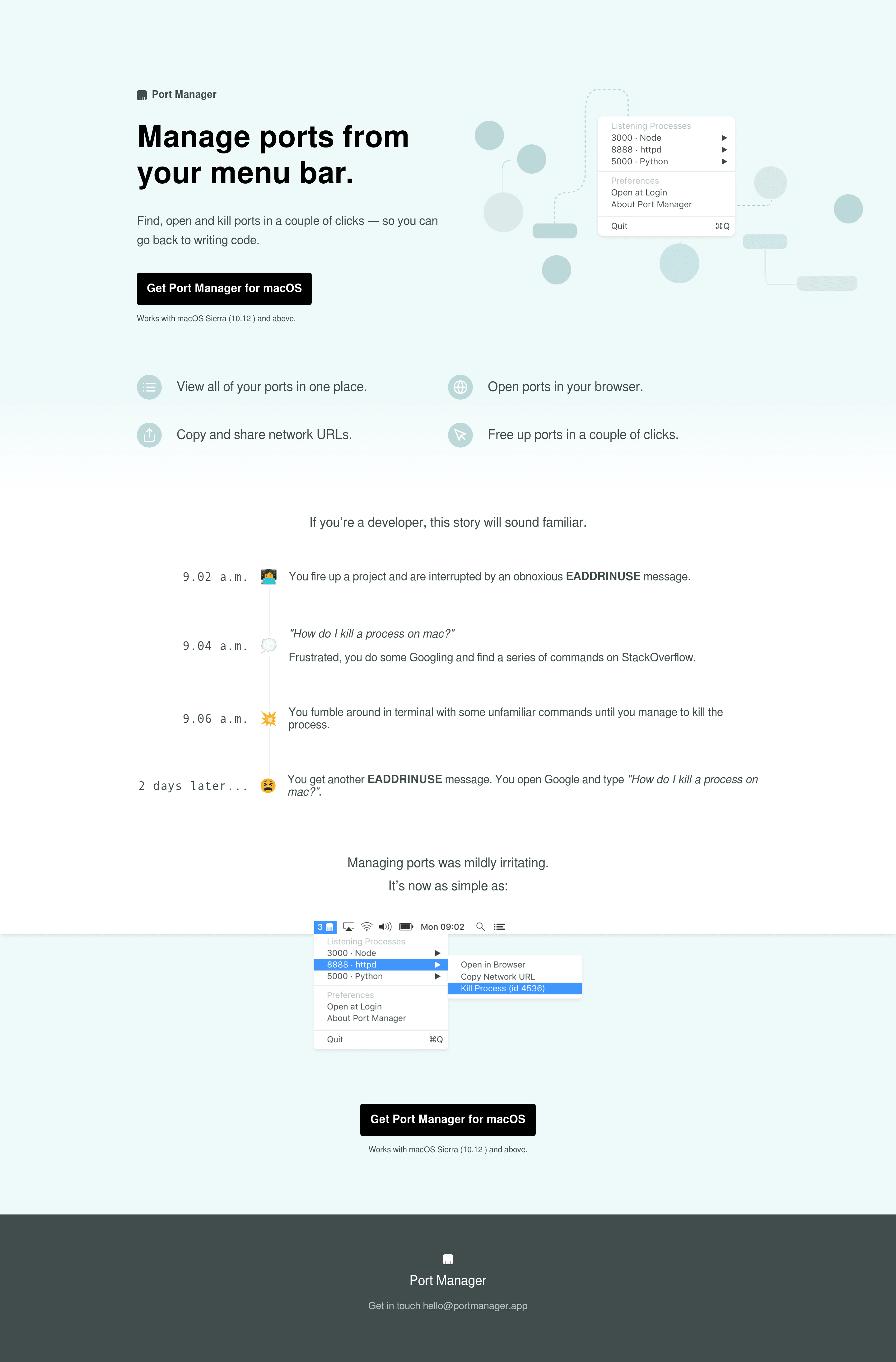 Portmanager b2b landing page screenshot