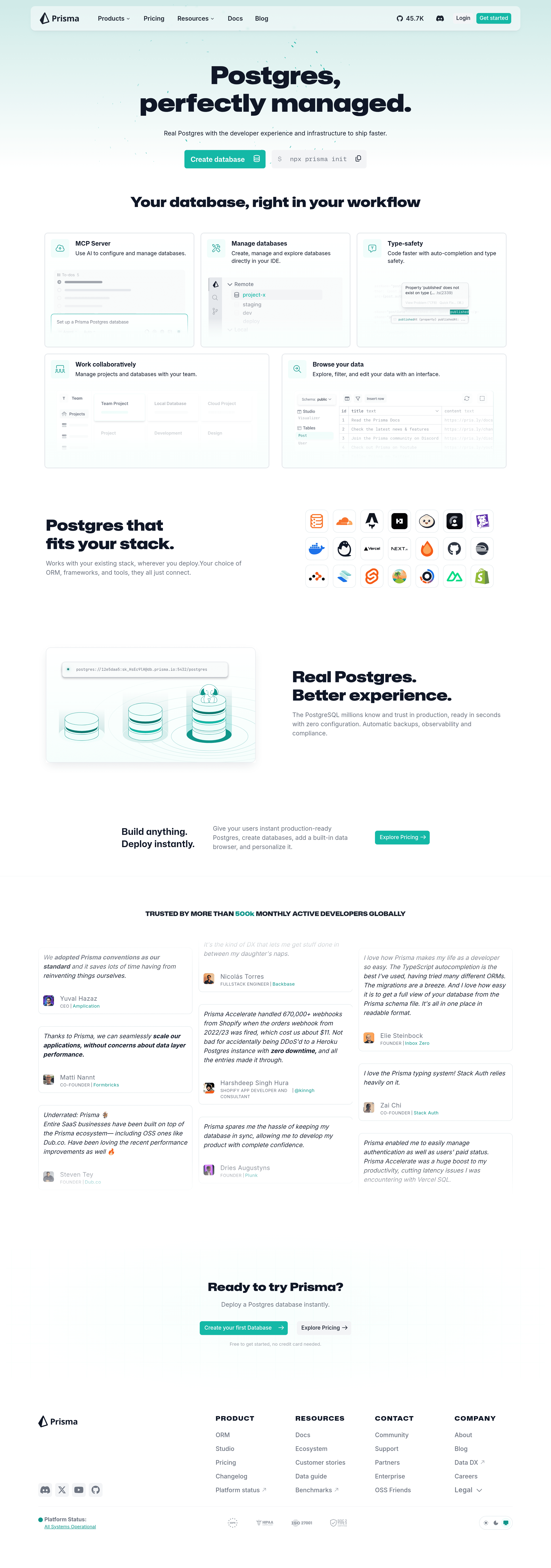 Prisma b2b landing page screenshot
