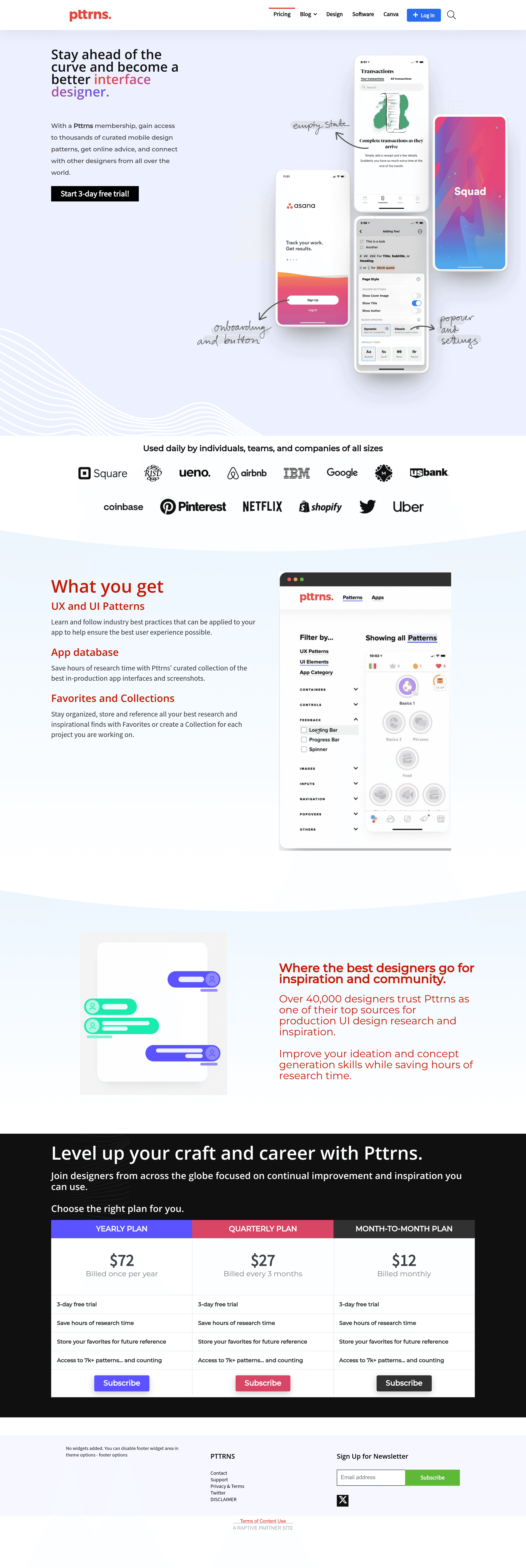 Pttrns b2b landing page screenshot
