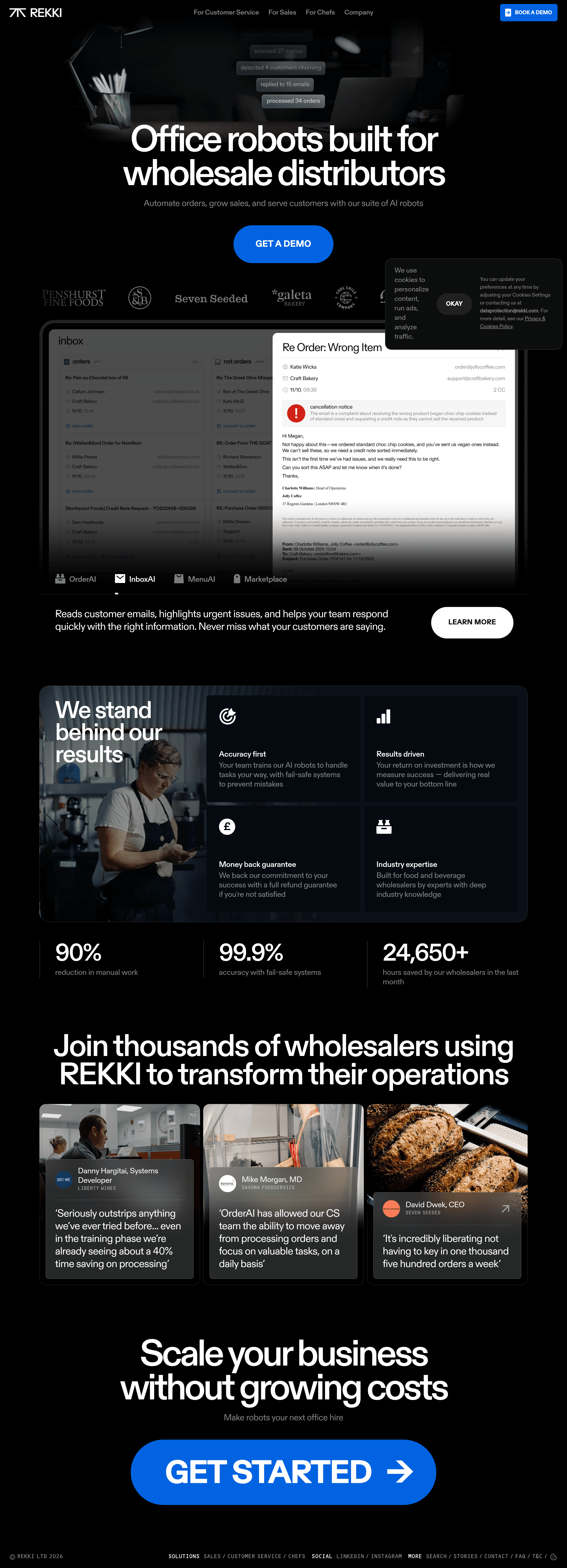 REKKI b2b landing page screenshot