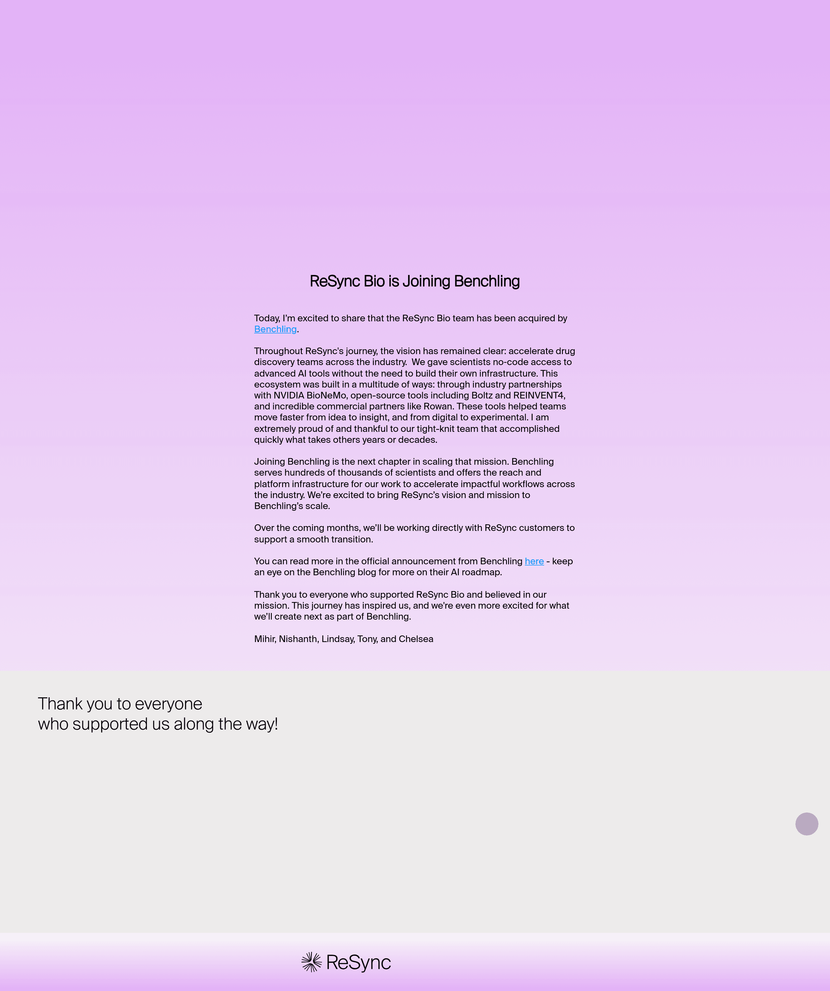 ReSync Bio b2b landing page screenshot