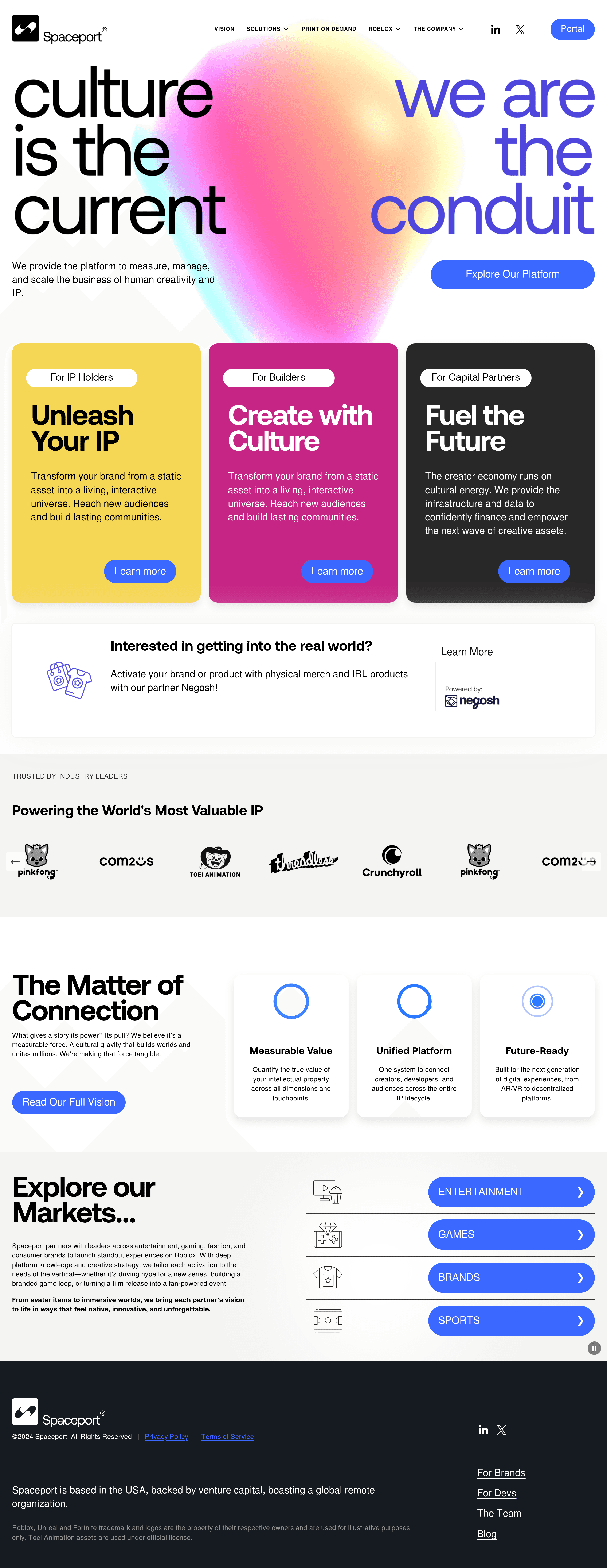 Spaceport Technologies b2b landing page screenshot