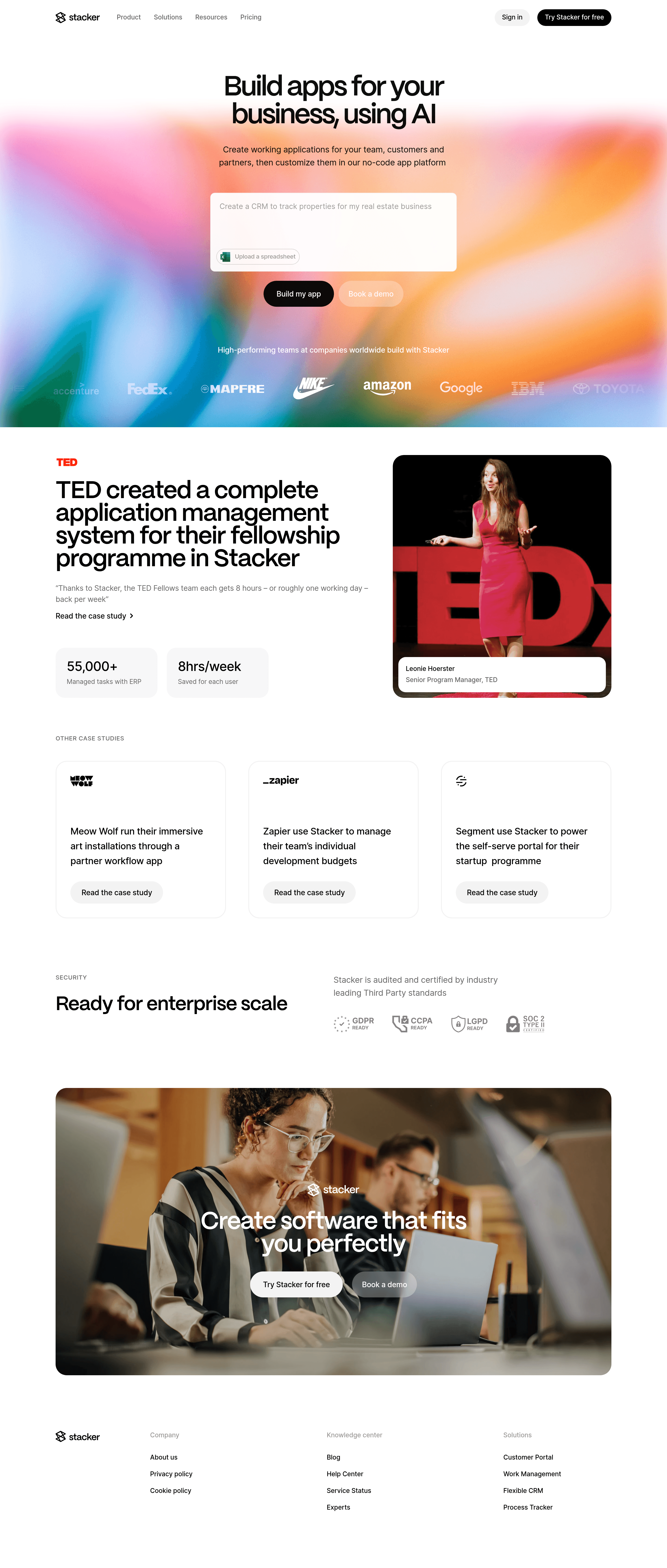 Stacker b2b landing page screenshot