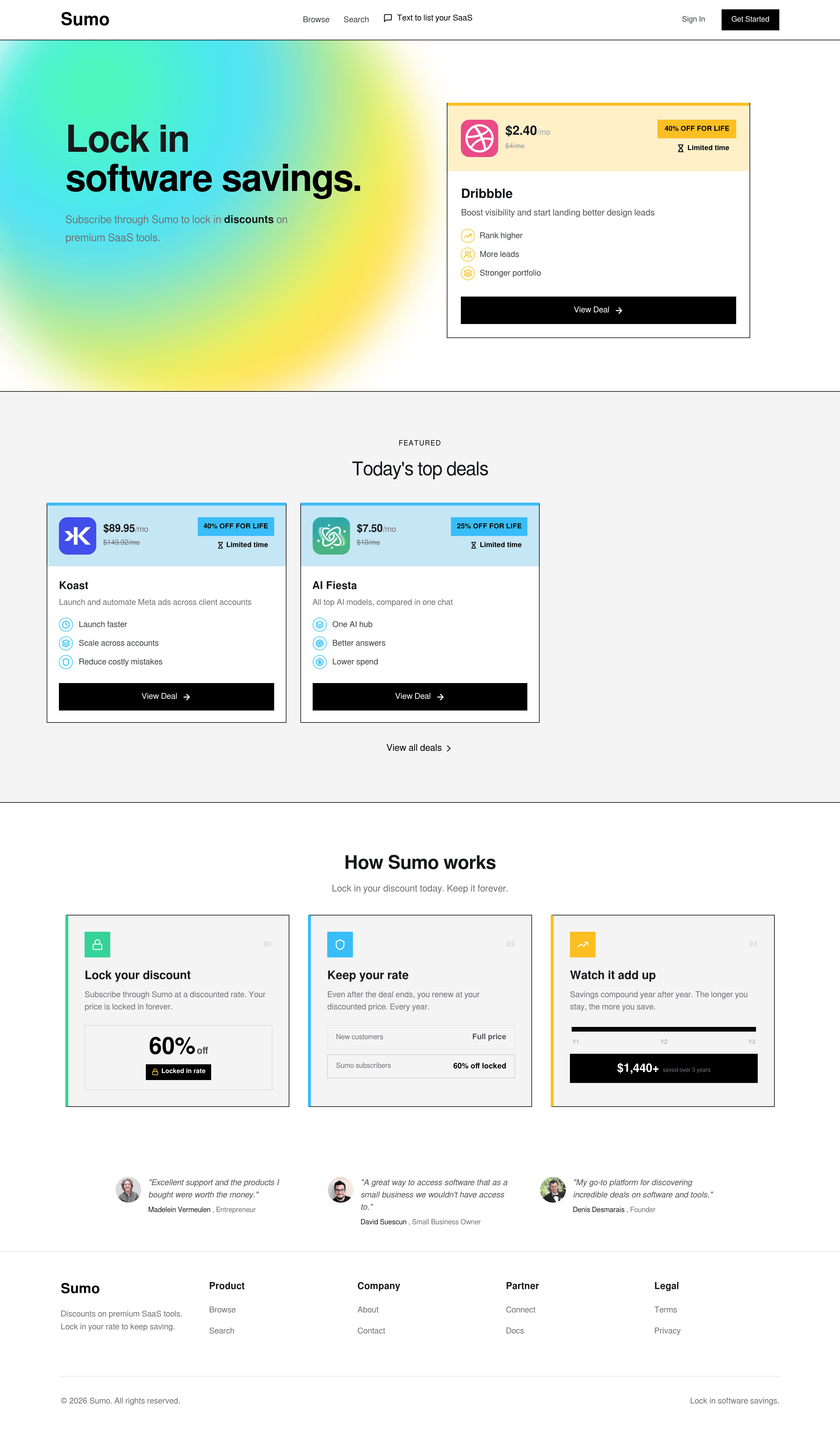 Sumo b2b landing page screenshot