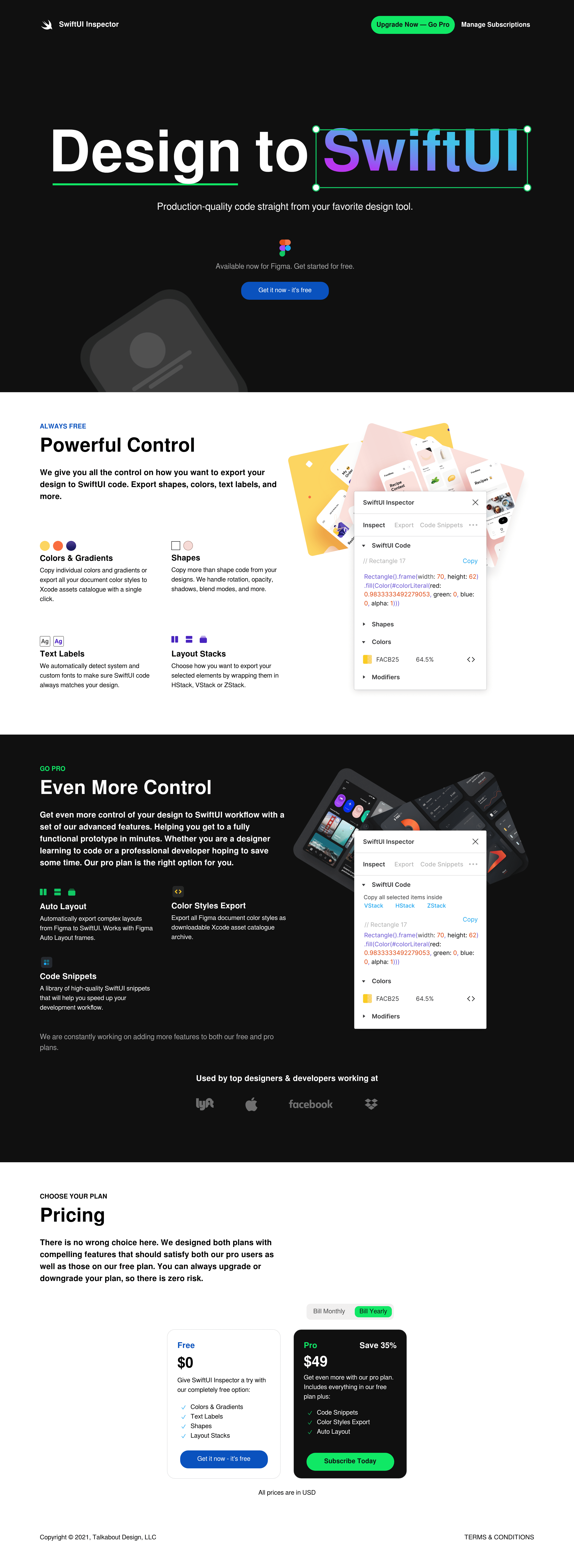 Swiftui b2b landing page screenshot