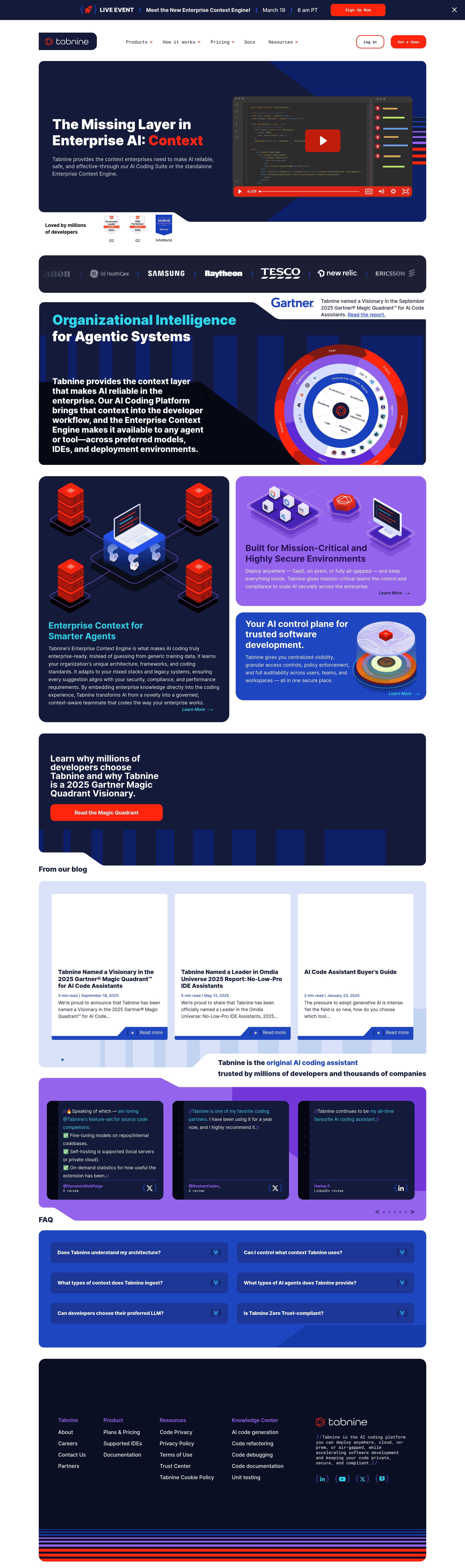 Tabnine landing page screenshot