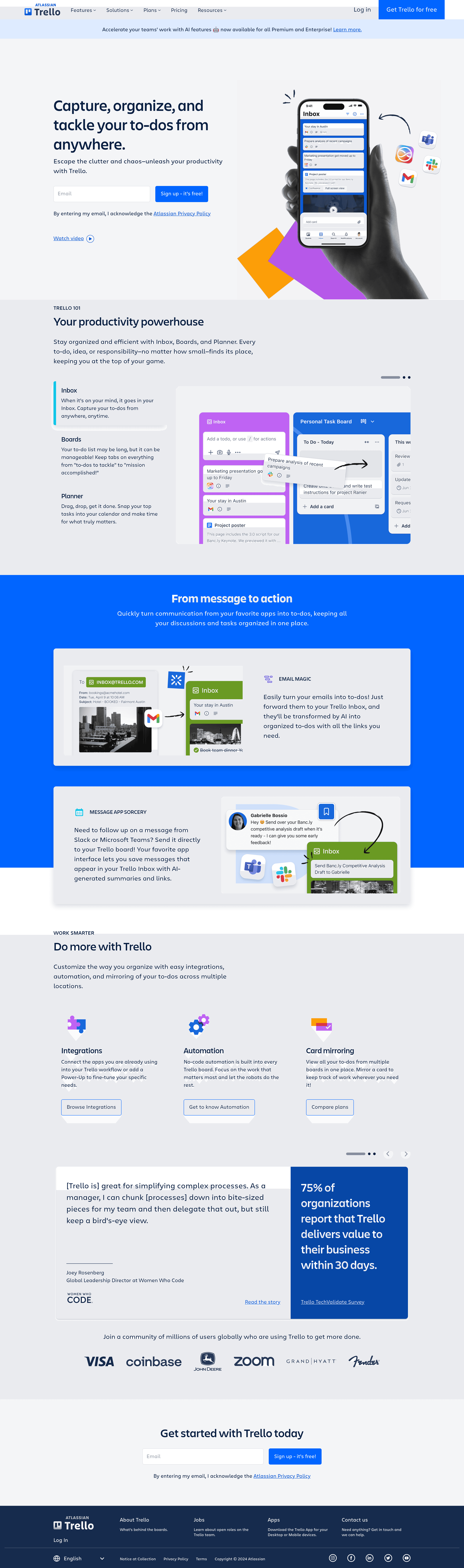 Trello landing page screenshot