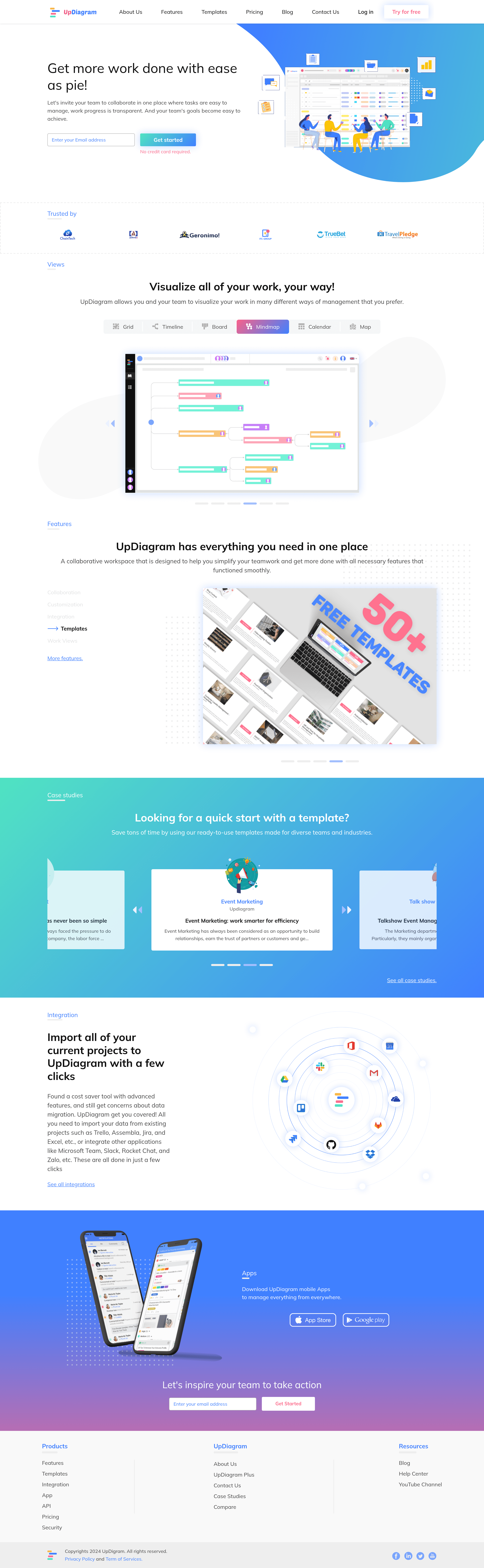 Updiagram b2b landing page screenshot