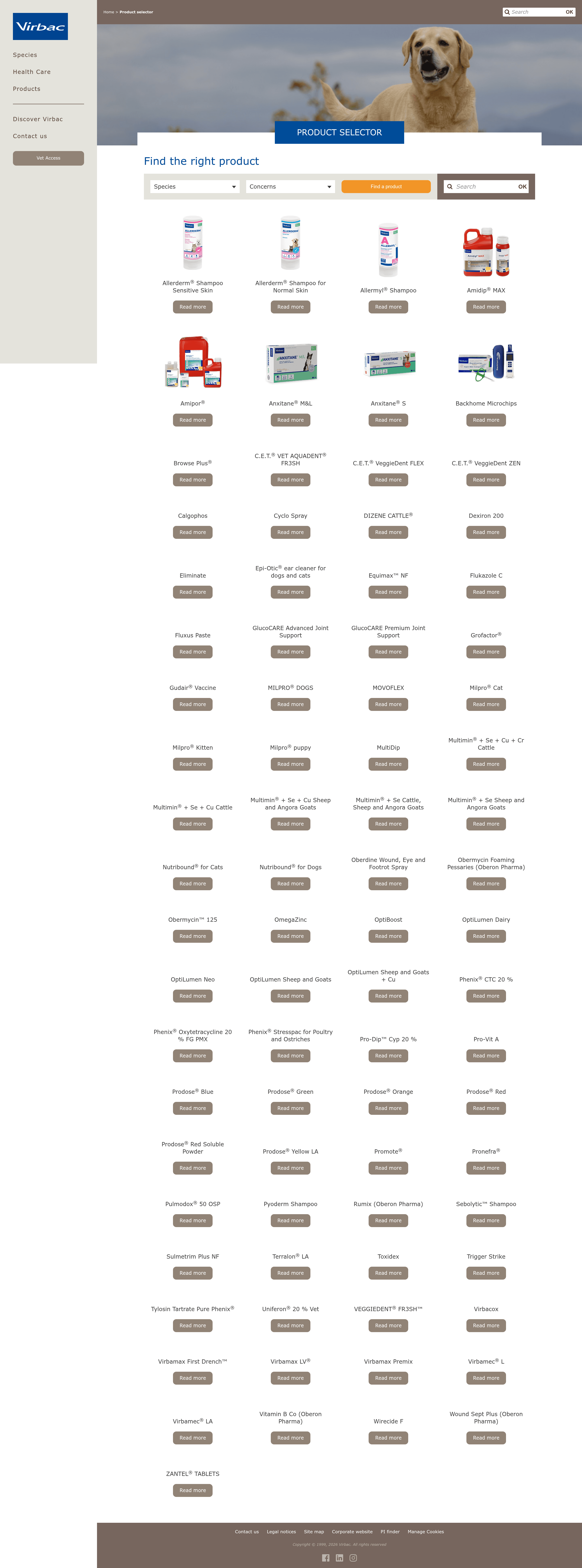 Virbac and more. b2b landing page screenshot
