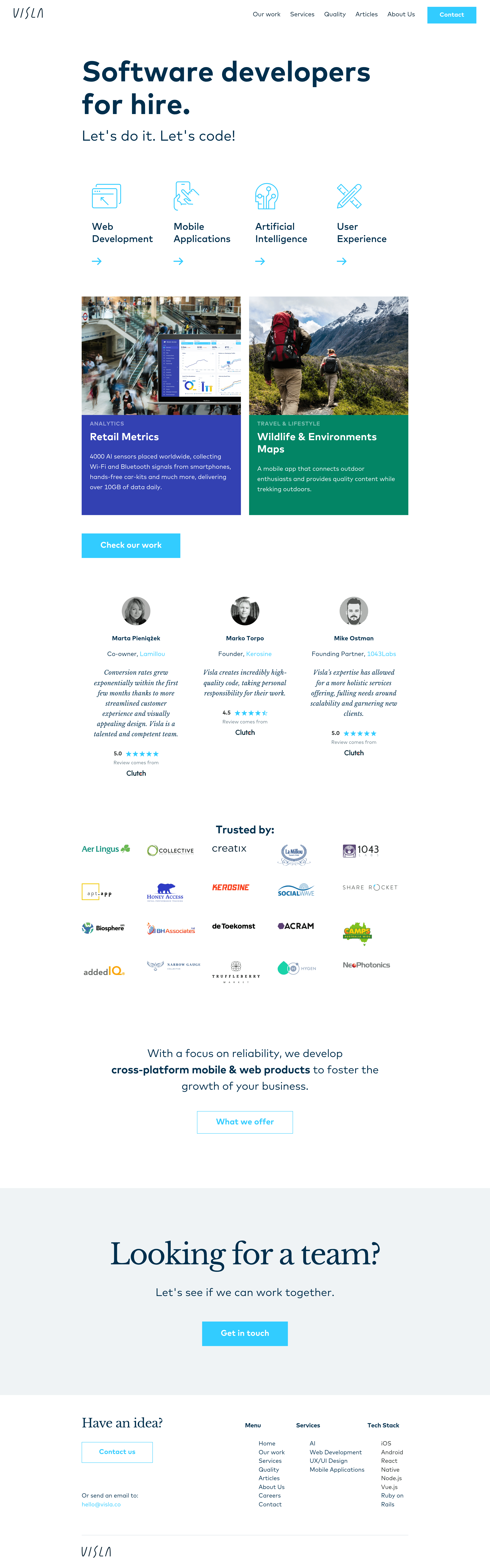 Visla b2b landing page screenshot