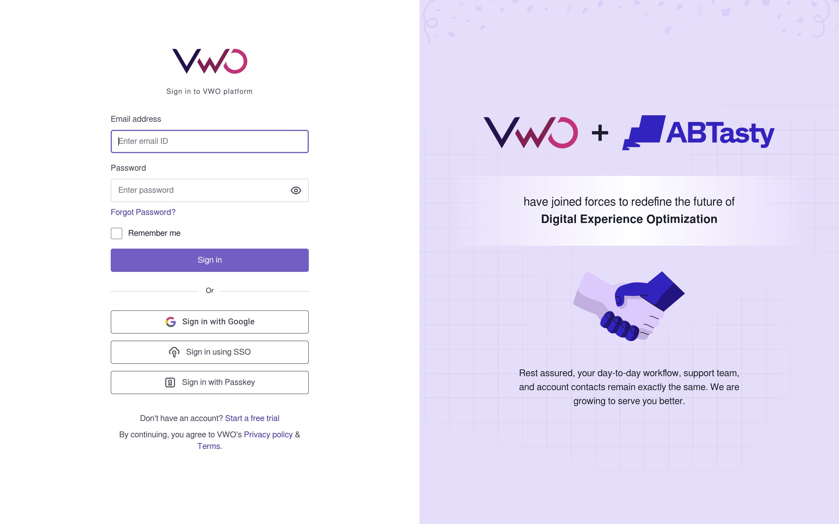 Vwo b2b landing page screenshot