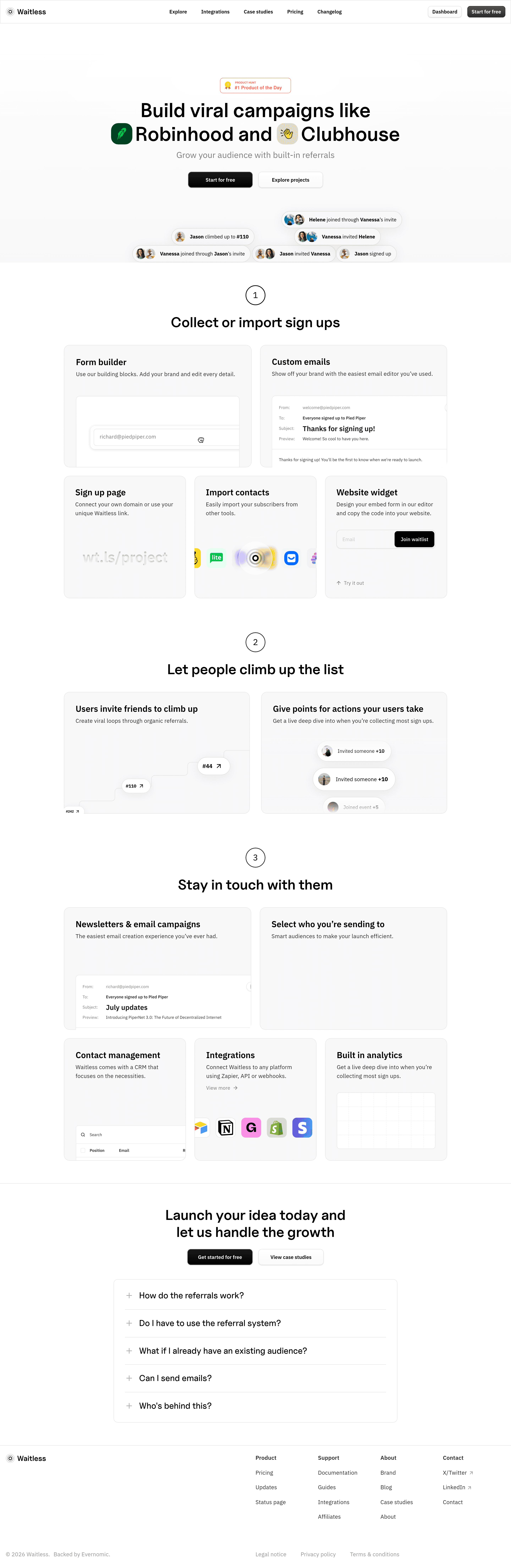Waitless landing page screenshot