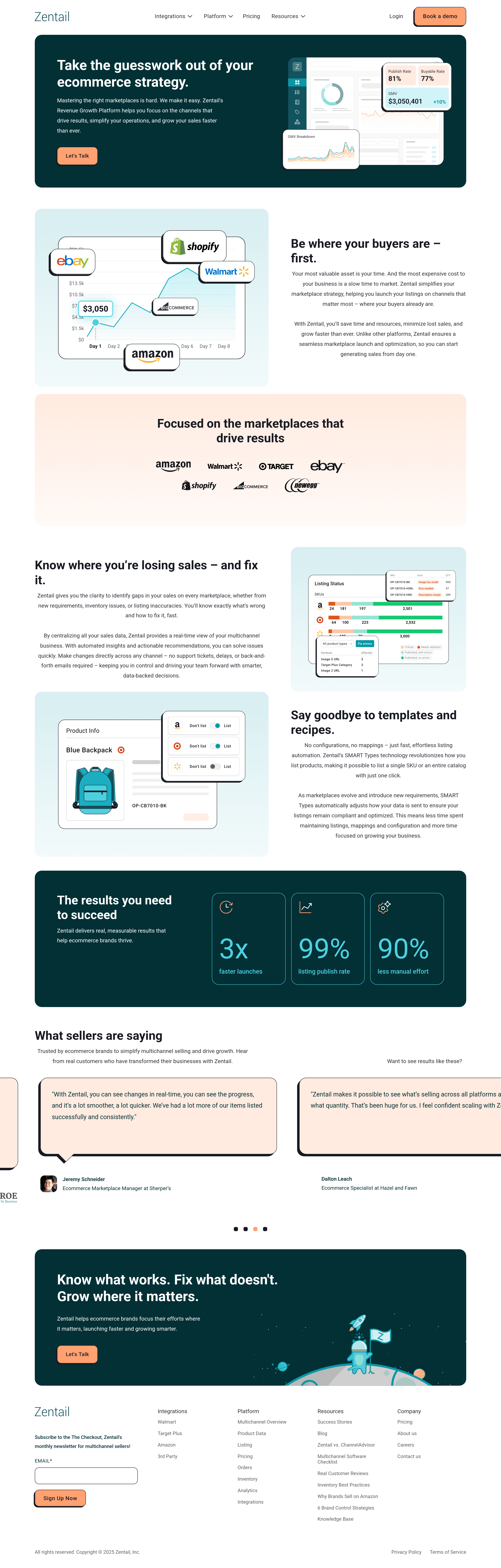 Zentail landing page screenshot