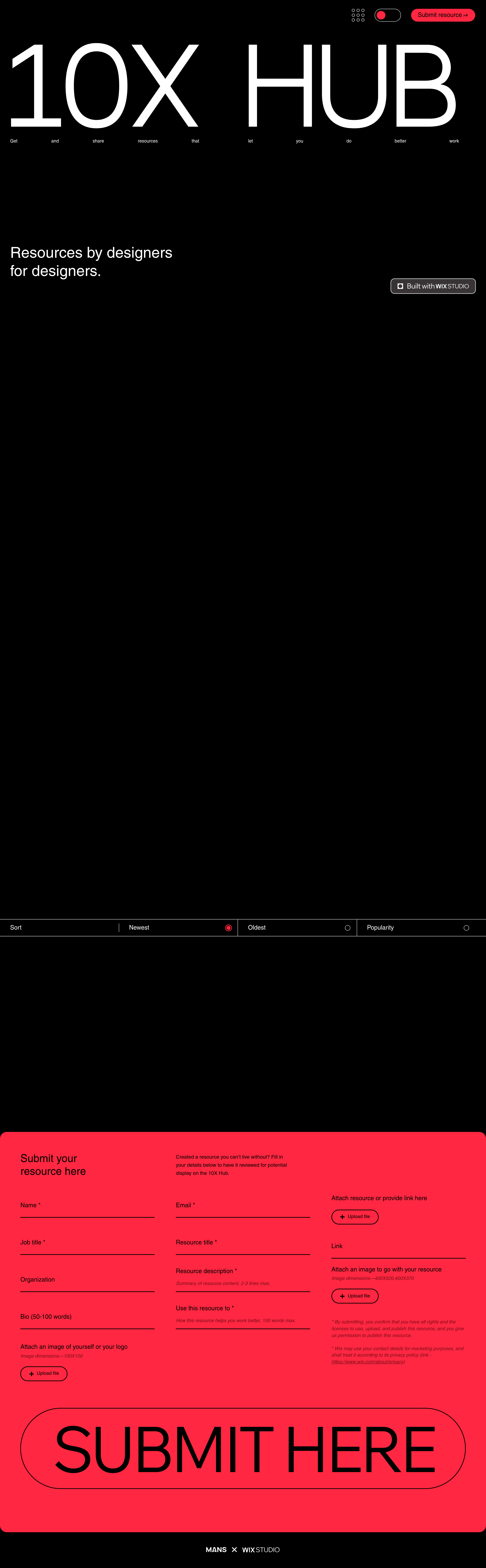 10x Designers landing page screenshot