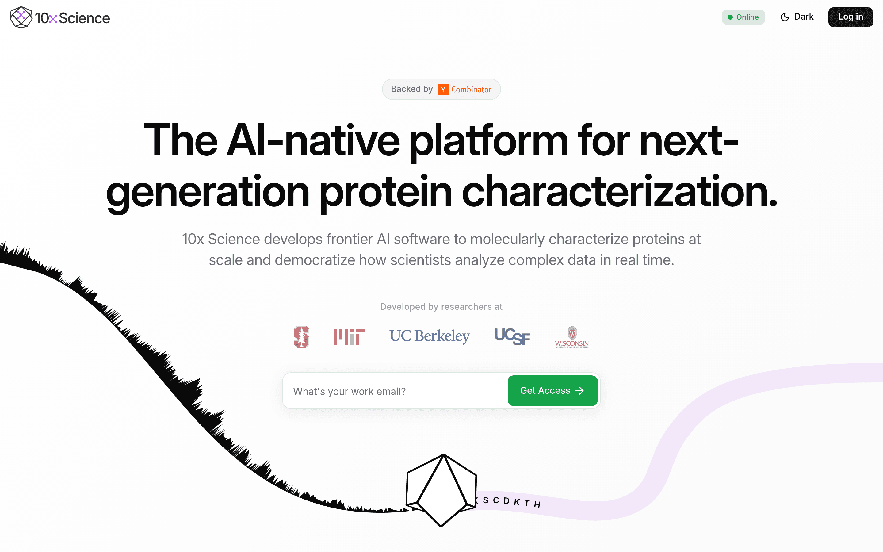 10x Science landing page screenshot