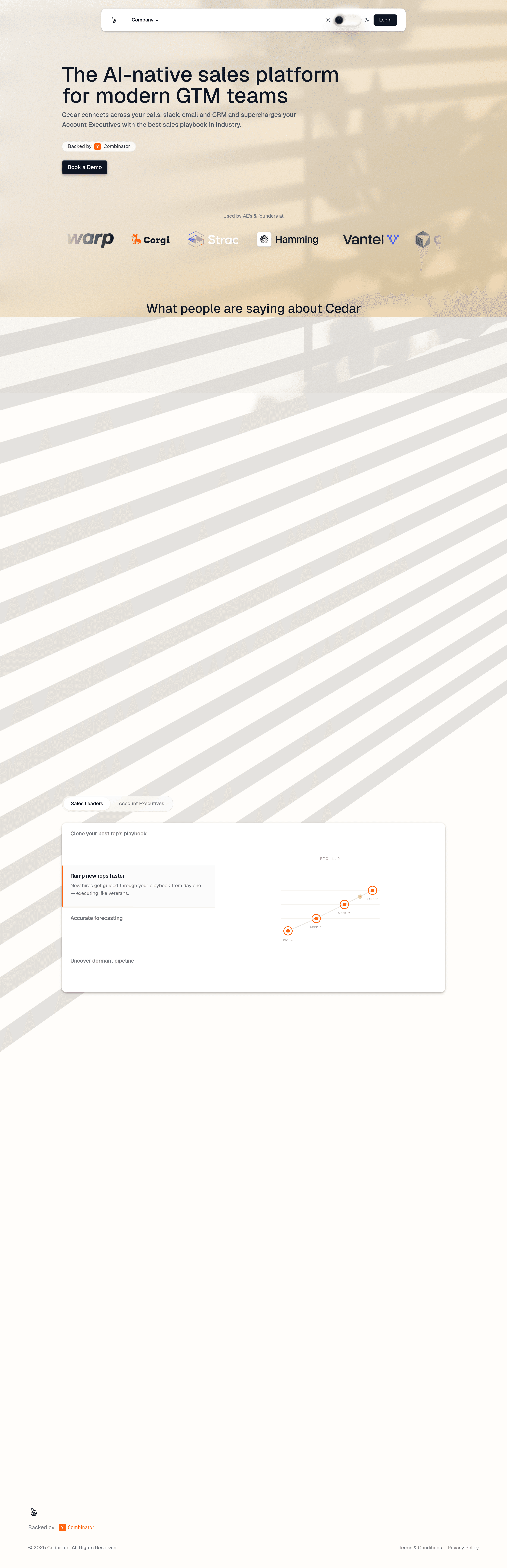 Cedar landing page screenshot
