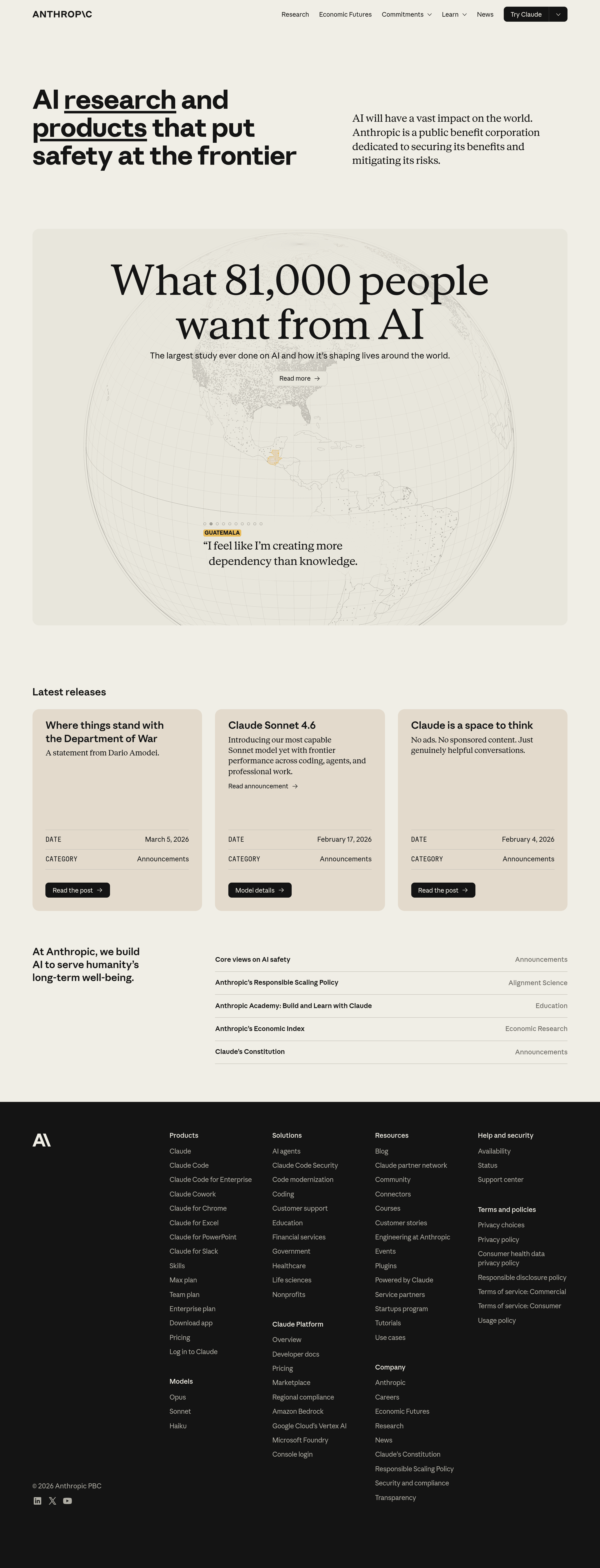 Claude Code and Claude 3.7 Sonnet landing page screenshot
