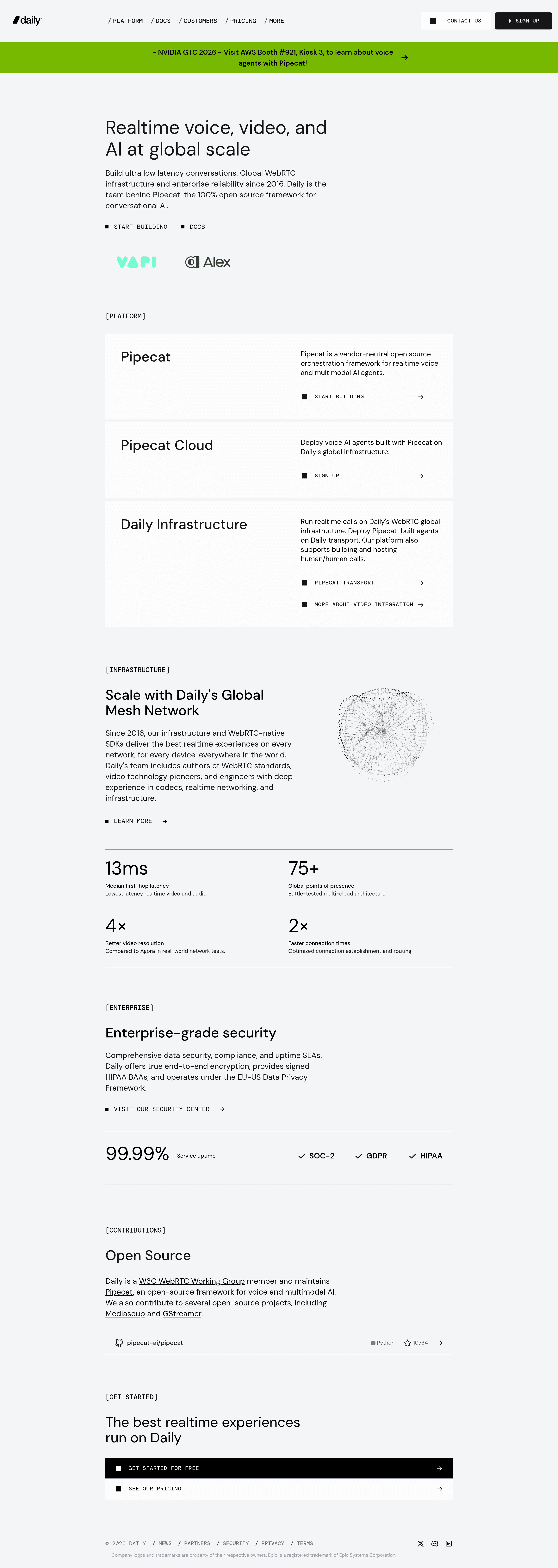 Daily landing page screenshot
