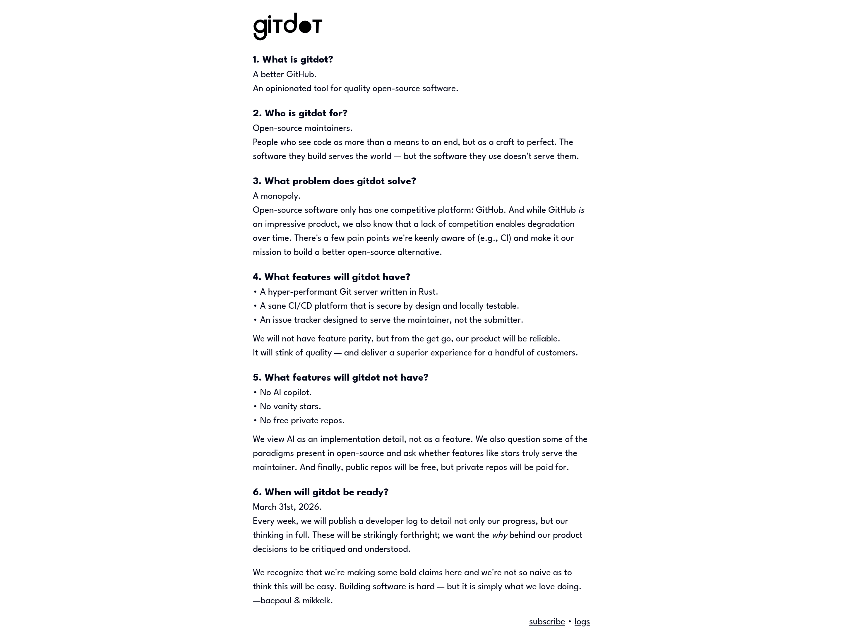 gitdot landing page screenshot