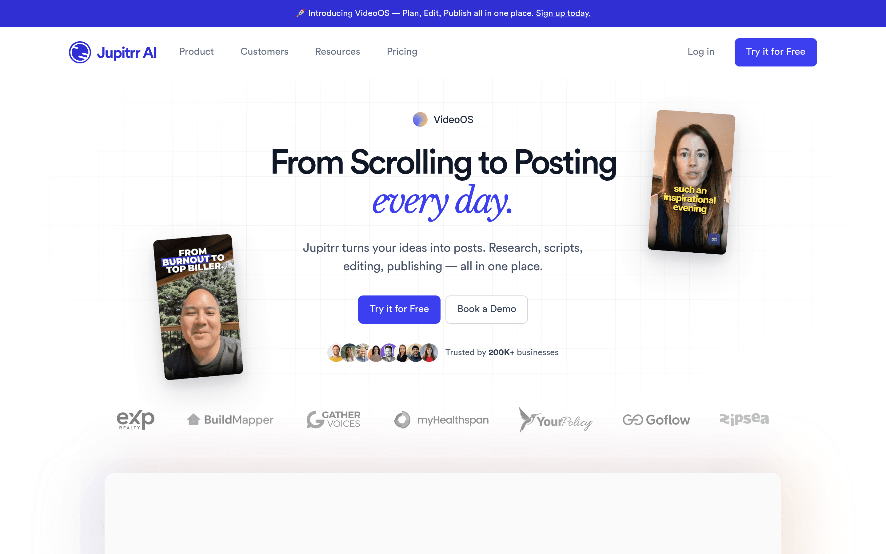 Jupitrr AI landing page screenshot