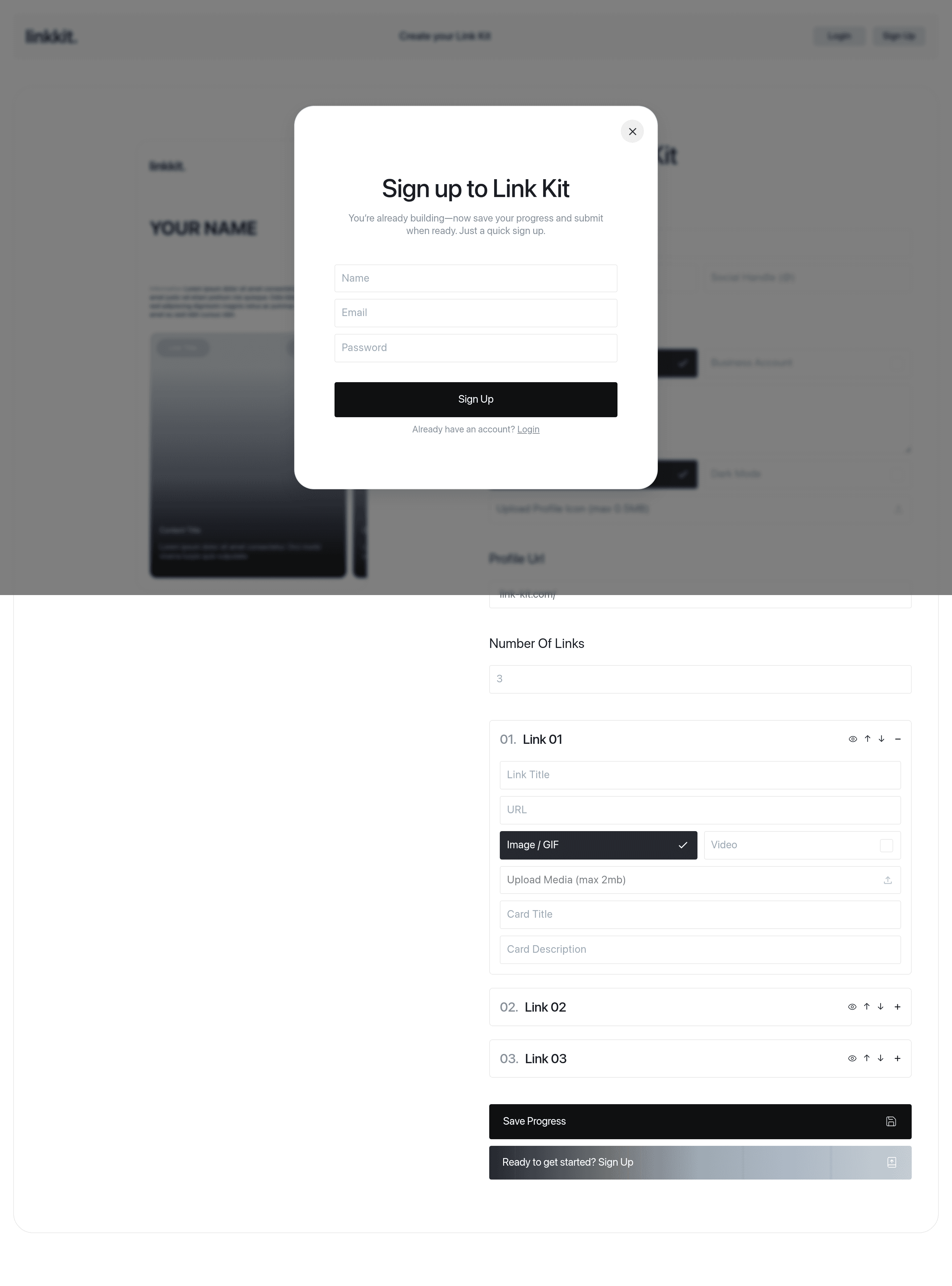 Link-Kit b2b landing page screenshot