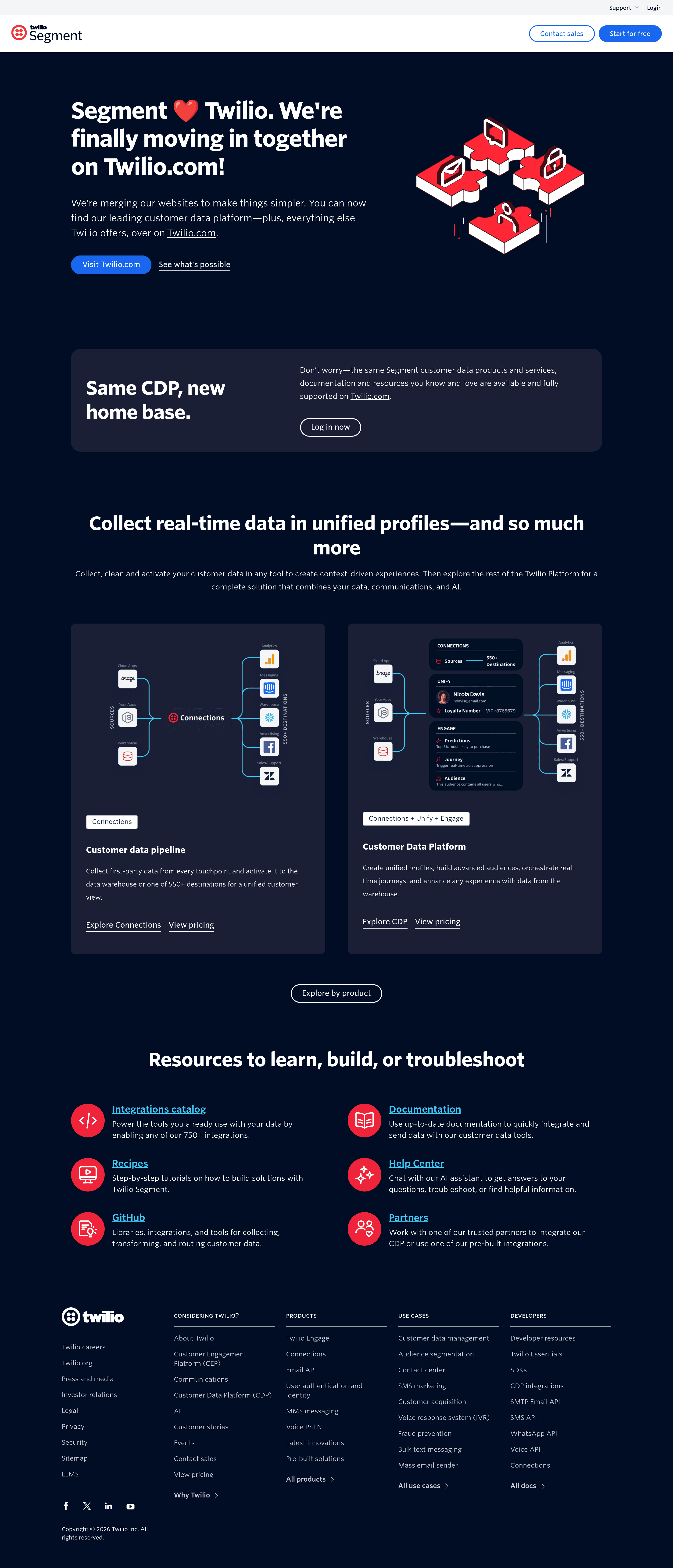 Segment landing page screenshot